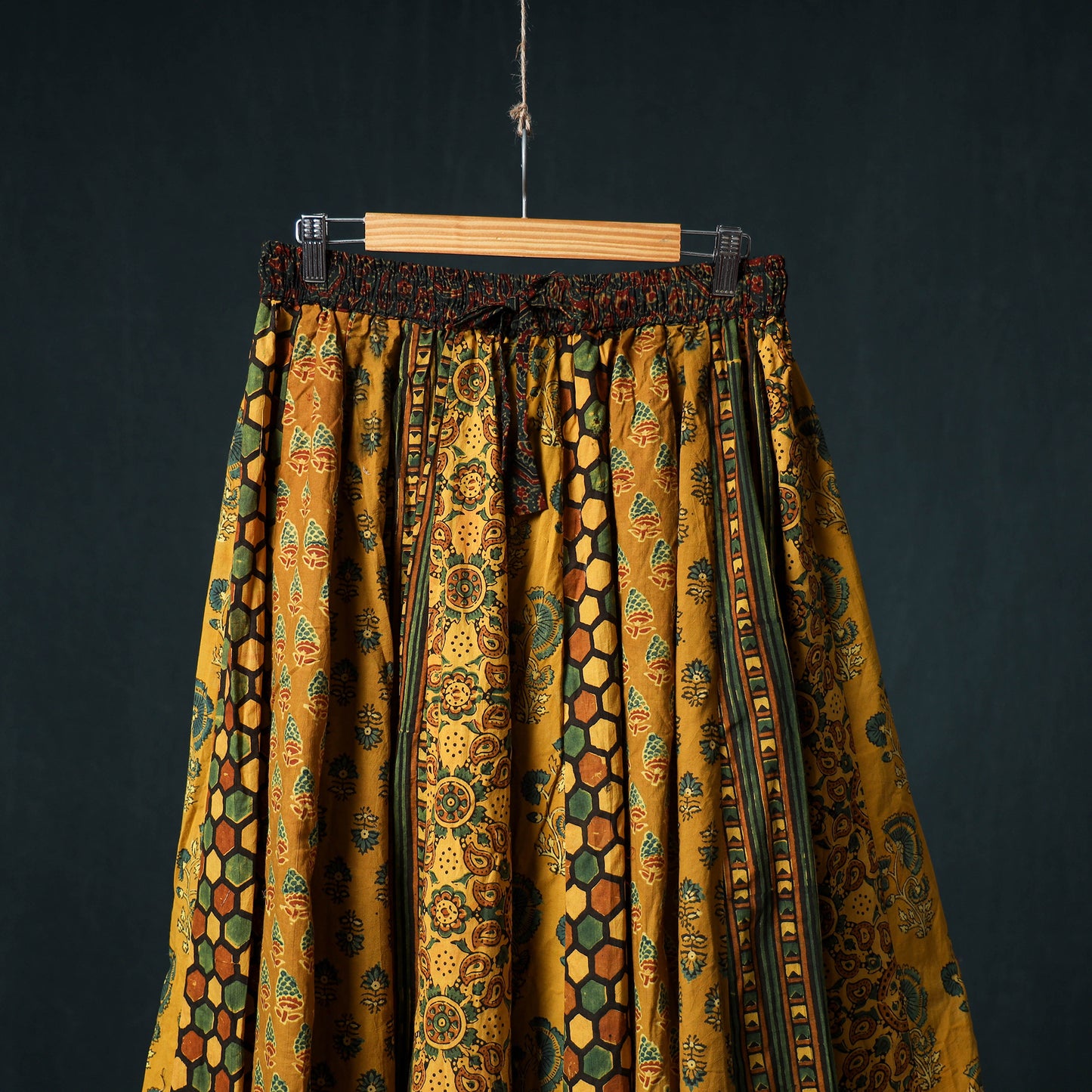 Ajrakh Hand Block Print 24 Kali Patchwork Cotton Long Skirt 96