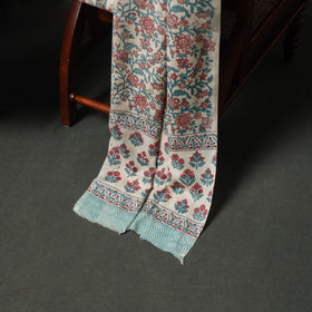 Floral Hand Block Sanganeri Print Woolen Unstitched Dress Material: Kurta, Bottom with Dupatta 47