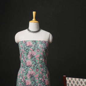 Floral Hand Block Sanganeri Print Woolen Unstitched Dress Material: Kurta with Bottom 48