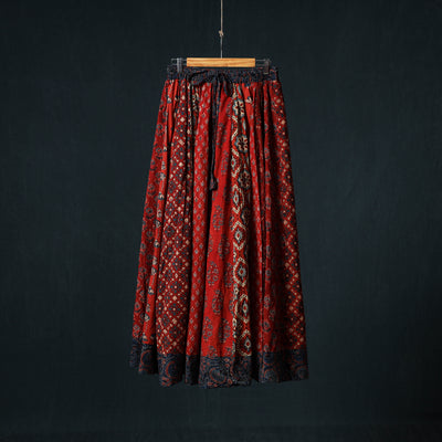 Ajrakh Hand Block Print 24 Kali Patchwork Cotton Long Skirt 97