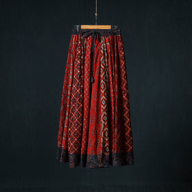 Ajrakh Hand Block Print 24 Kali Patchwork Cotton Long Skirt 97