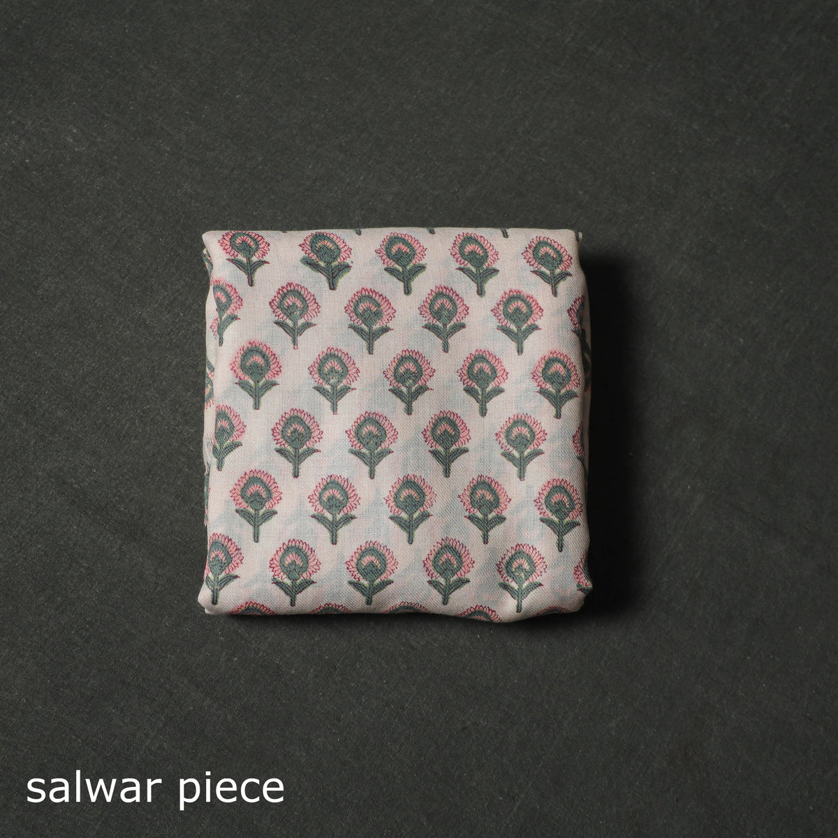 Floral Hand Block Sanganeri Print Woolen Unstitched Dress Material: Kurta with Bottom 48
