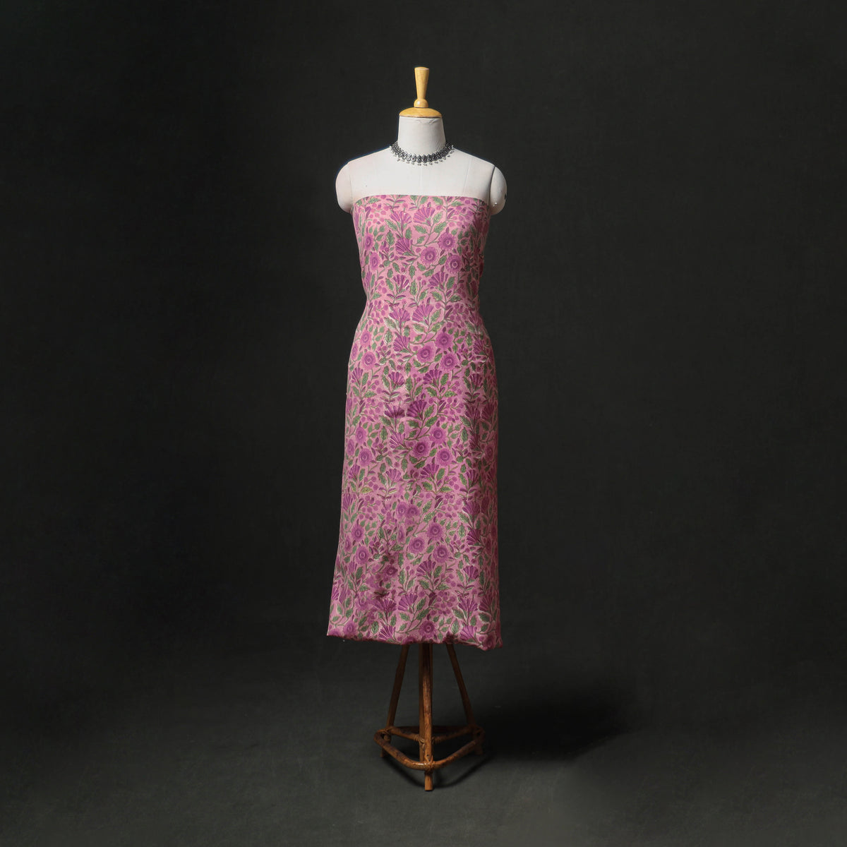 Floral Hand Block Sanganeri Print Woolen Unstitched Dress Material: Kurta with Bottom 49