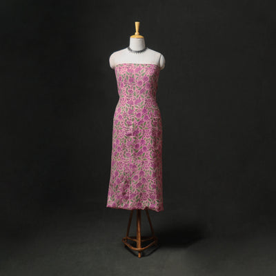 Floral Hand Block Sanganeri Print Woolen Unstitched Dress Material: Kurta with Bottom 49