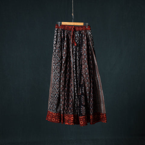 Ajrakh Hand Block Print 24 Kali Patchwork Cotton Long Skirt 99