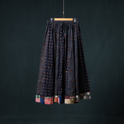 Ajrakh Hand Block Print 24 Kali Patchwork Cotton Long Skirt 100