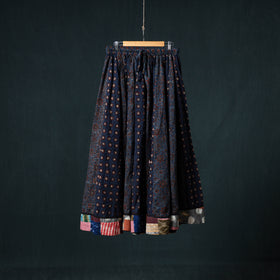 Ajrakh Hand Block Print 24 Kali Patchwork Cotton Long Skirt 100