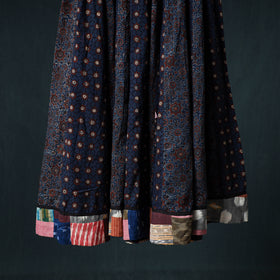Ajrakh Hand Block Print 24 Kali Patchwork Cotton Long Skirt 100
