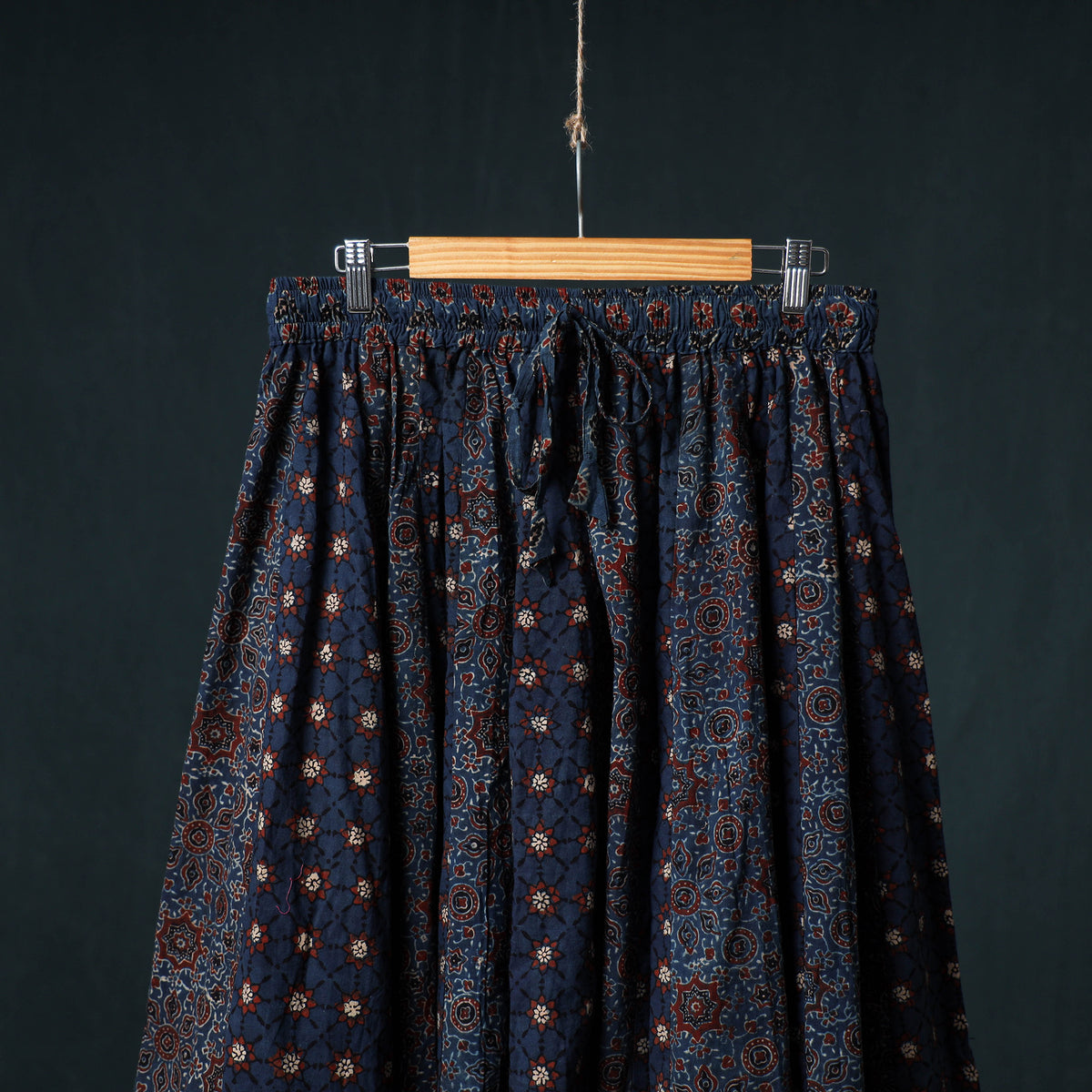Ajrakh Hand Block Print 24 Kali Patchwork Cotton Long Skirt 100