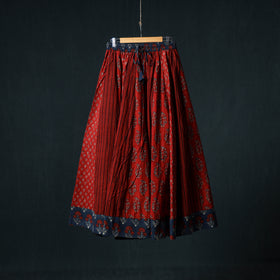 Ajrakh Hand Block Print 24 Kali Patchwork Cotton Long Skirt 102