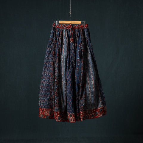 Ajrakh Hand Block Print 24 Kali Patchwork Cotton Long Skirt 103