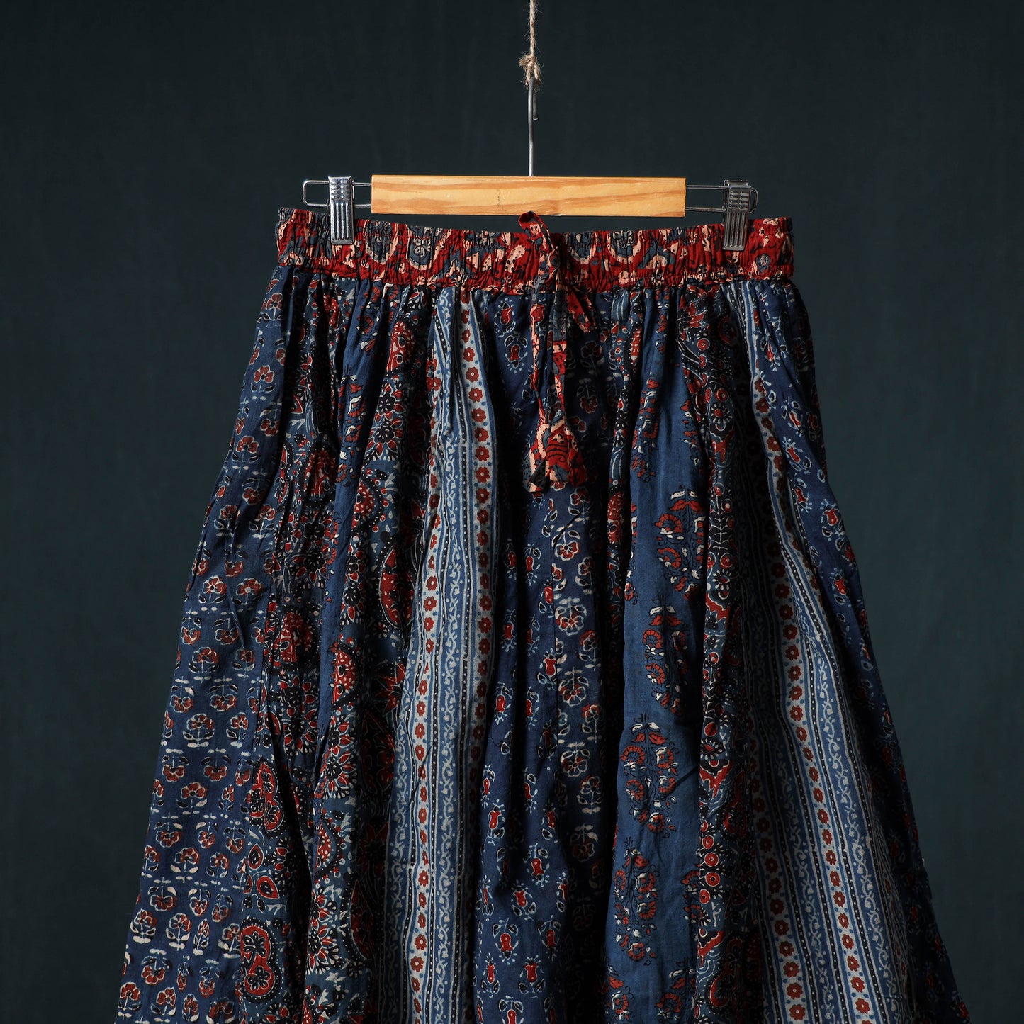 Ajrakh Hand Block Print 24 Kali Patchwork Cotton Long Skirt 103