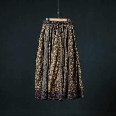 Ajrakh Hand Block Print 24 Kali Patchwork Cotton Long Skirt 104