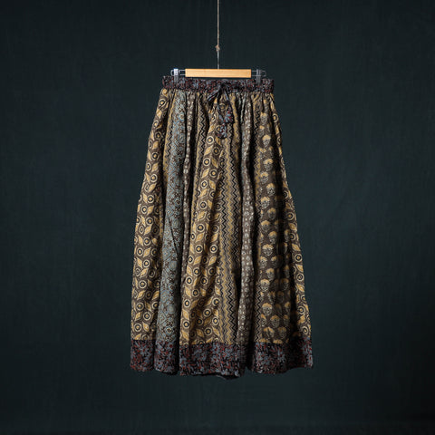 Ajrakh Hand Block Print 24 Kali Patchwork Cotton Long Skirt 104