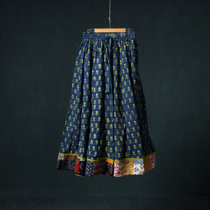 Ajrakh Hand Block Print 24 Kali Patchwork Cotton Long Skirt 106