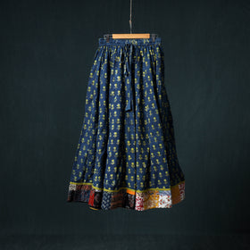Ajrakh Hand Block Print 24 Kali Patchwork Cotton Long Skirt 106