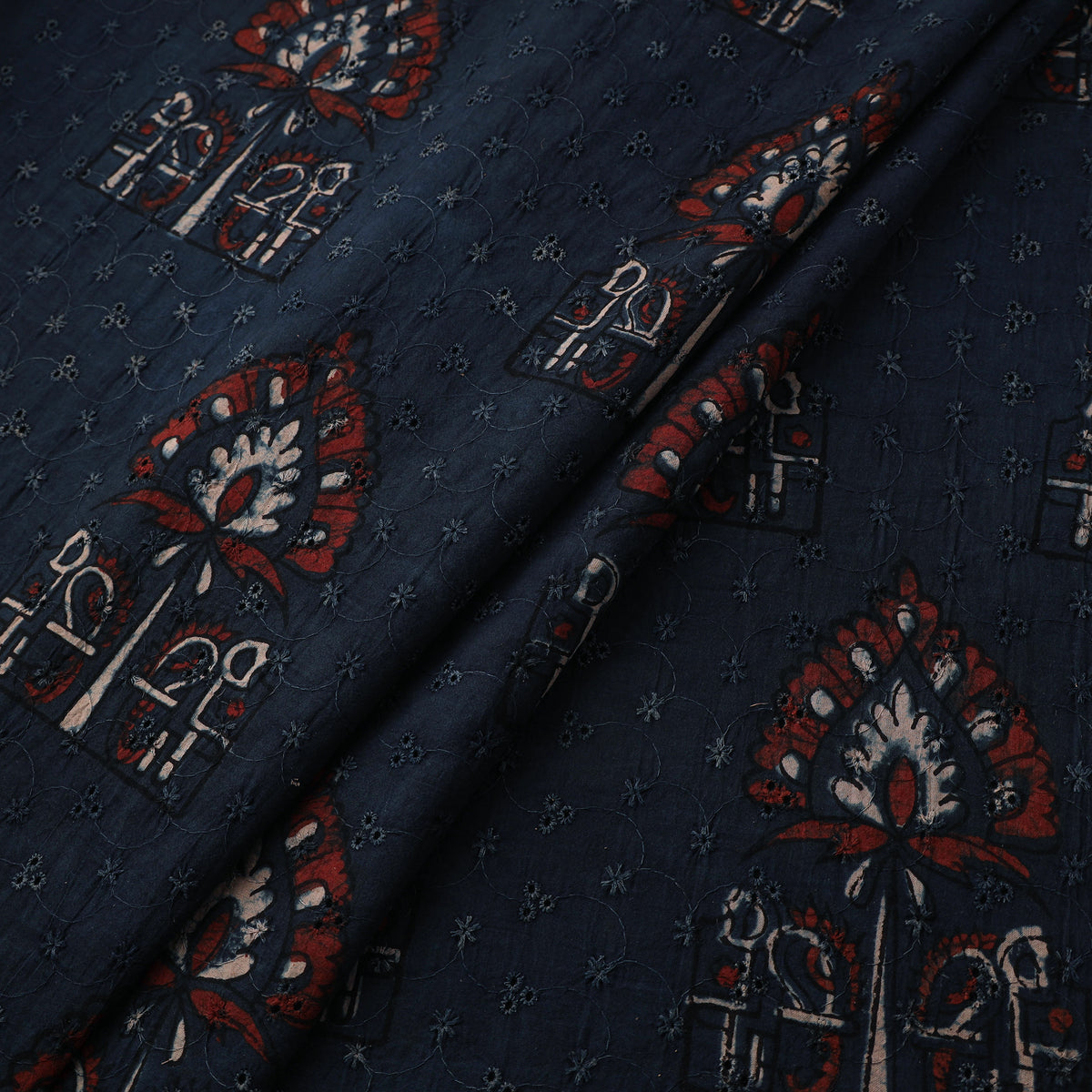 Kutch Hand Block Ajrakh Print Natural Dyed Cotton Hakoba Fabric 12