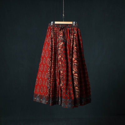 Ajrakh Hand Block Print 24 Kali Patchwork Cotton Long Skirt 107