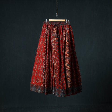 Ajrakh Hand Block Print 24 Kali Patchwork Cotton Long Skirt 107