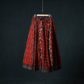 Ajrakh Hand Block Print 24 Kali Patchwork Cotton Long Skirt 107