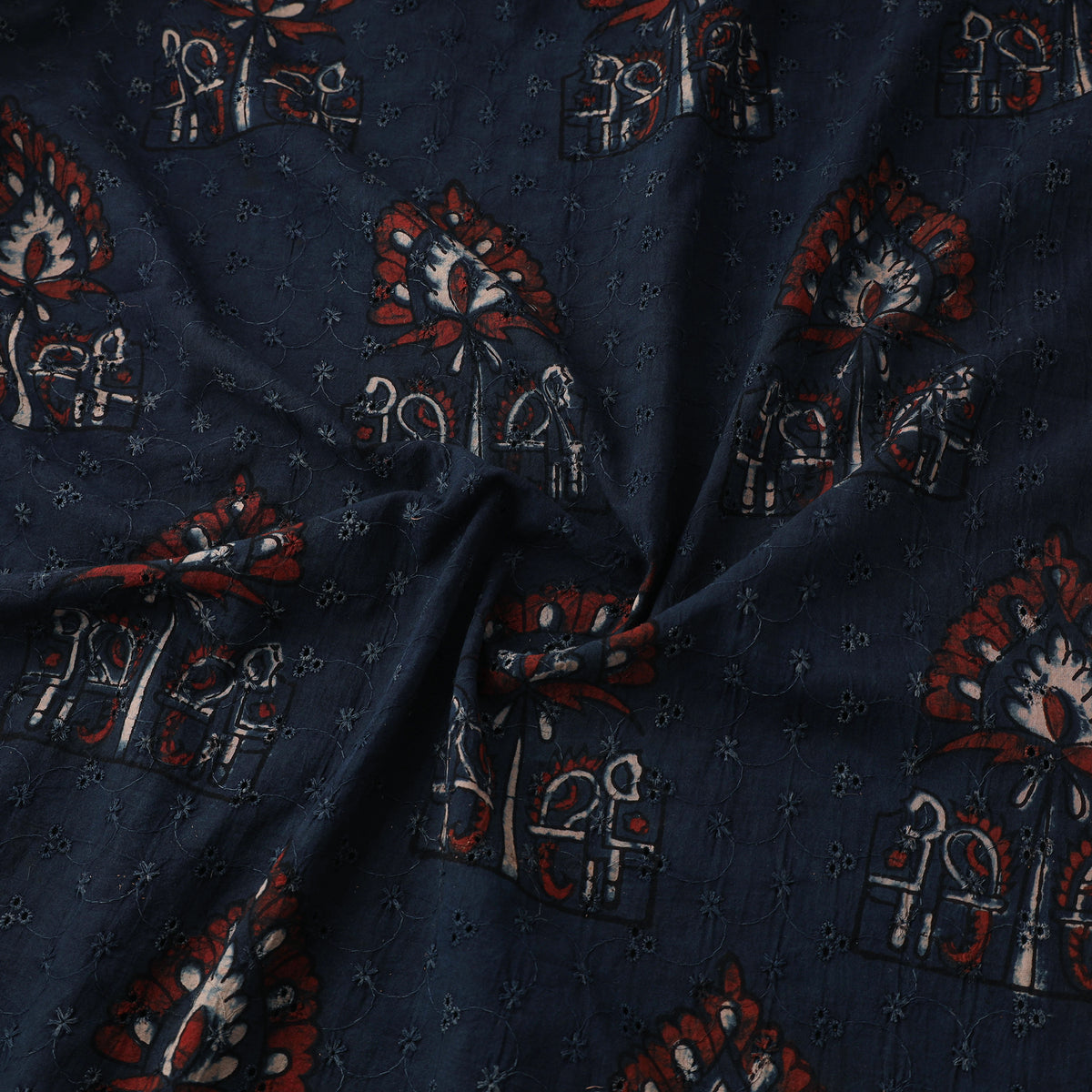 Kutch Hand Block Ajrakh Print Natural Dyed Cotton Hakoba Fabric 12