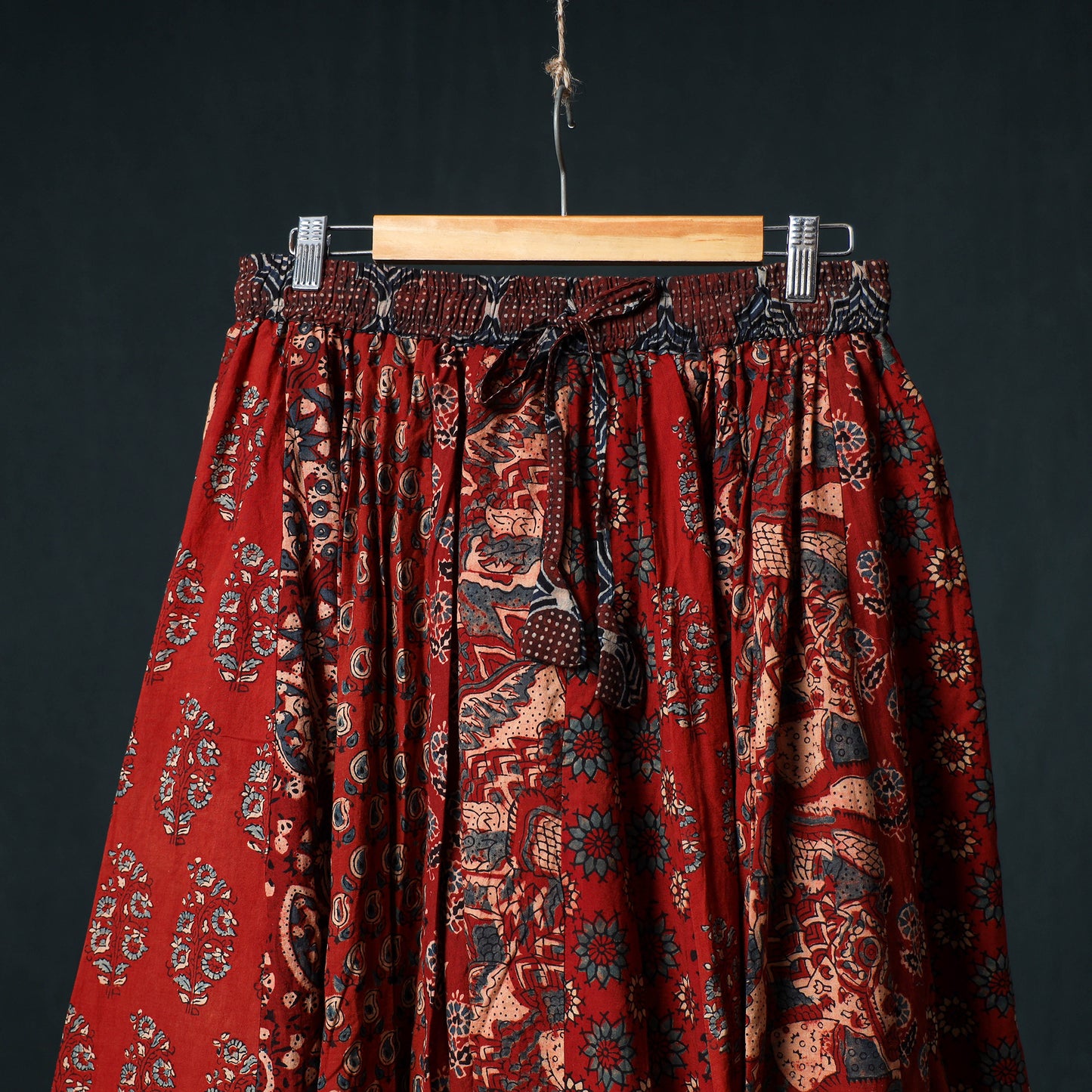 Ajrakh Hand Block Print 24 Kali Patchwork Cotton Long Skirt 107