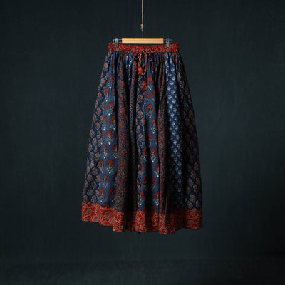 Ajrakh Hand Block Print 24 Kali Patchwork Cotton Long Skirt 108