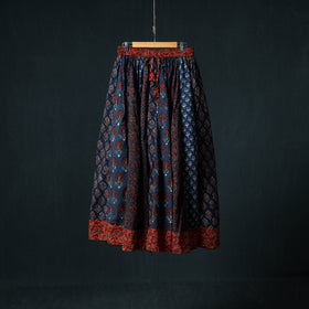 Ajrakh Hand Block Print 24 Kali Patchwork Cotton Long Skirt 108