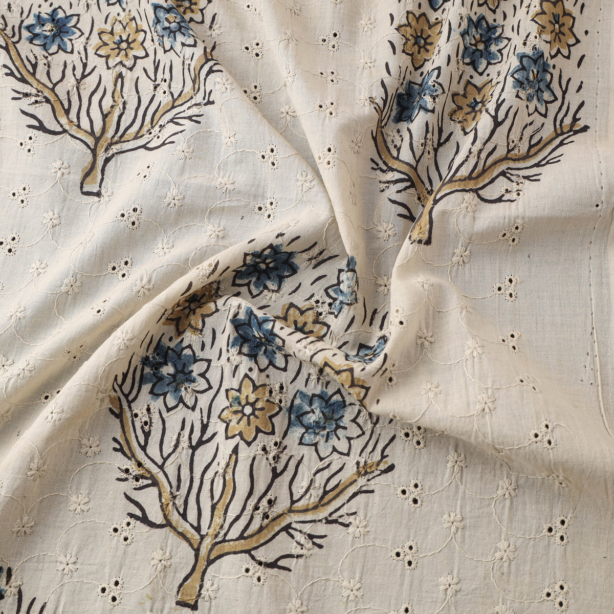 Beige - Kutch Hand Block Ajrakh Print Natural Dyed Cotton Hakoba Fabric 13