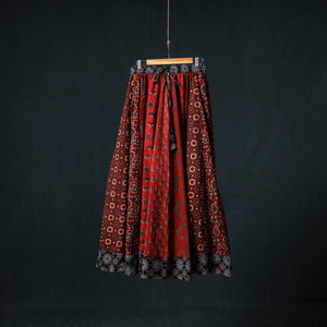 Ajrakh Hand Block Print 24 Kali Patchwork Cotton Long Skirt 109
