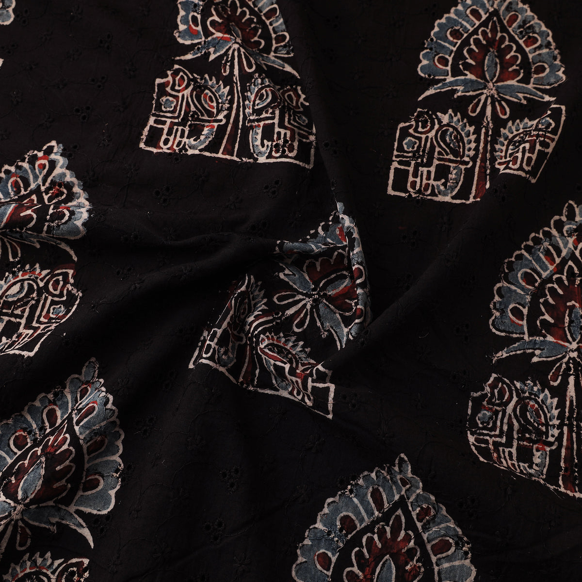 Kutch Hand Block Ajrakh Print Natural Dyed Cotton Hakoba Fabric 14