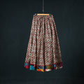 Bagru Hand Block Print 24 Kali Cotton Long Skirt with Patchwork Border 110