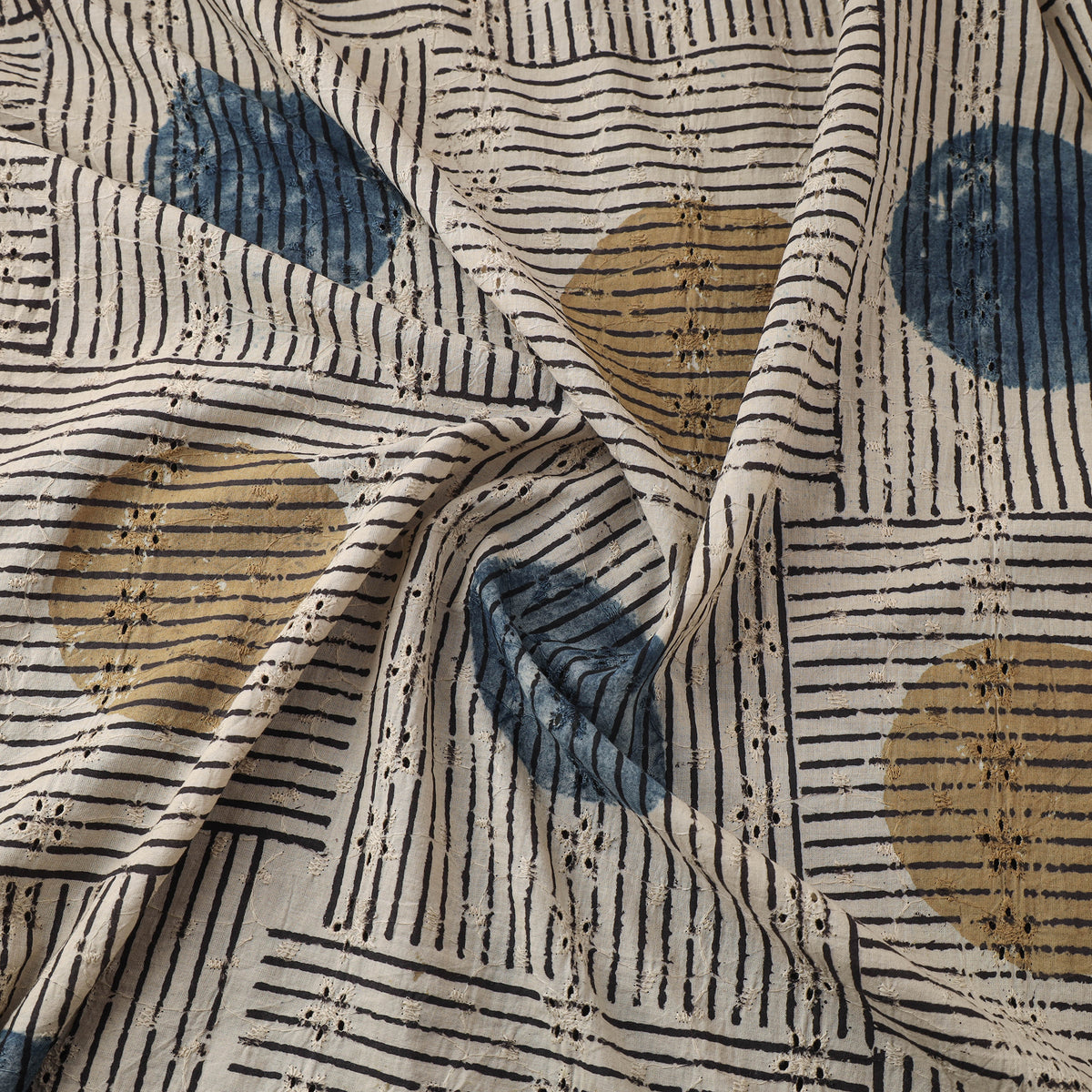 Kutch Hand Block Ajrakh Print Natural Dyed Cotton Hakoba Fabric 17