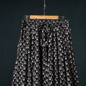 Bagru Hand Block Print 24 Kali Cotton Long Skirt with Patchwork Border 113