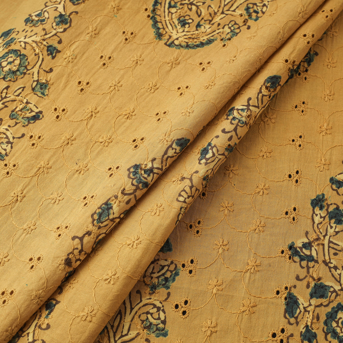 Yellow - kutch hand block ajrakh print natural dyed cotton