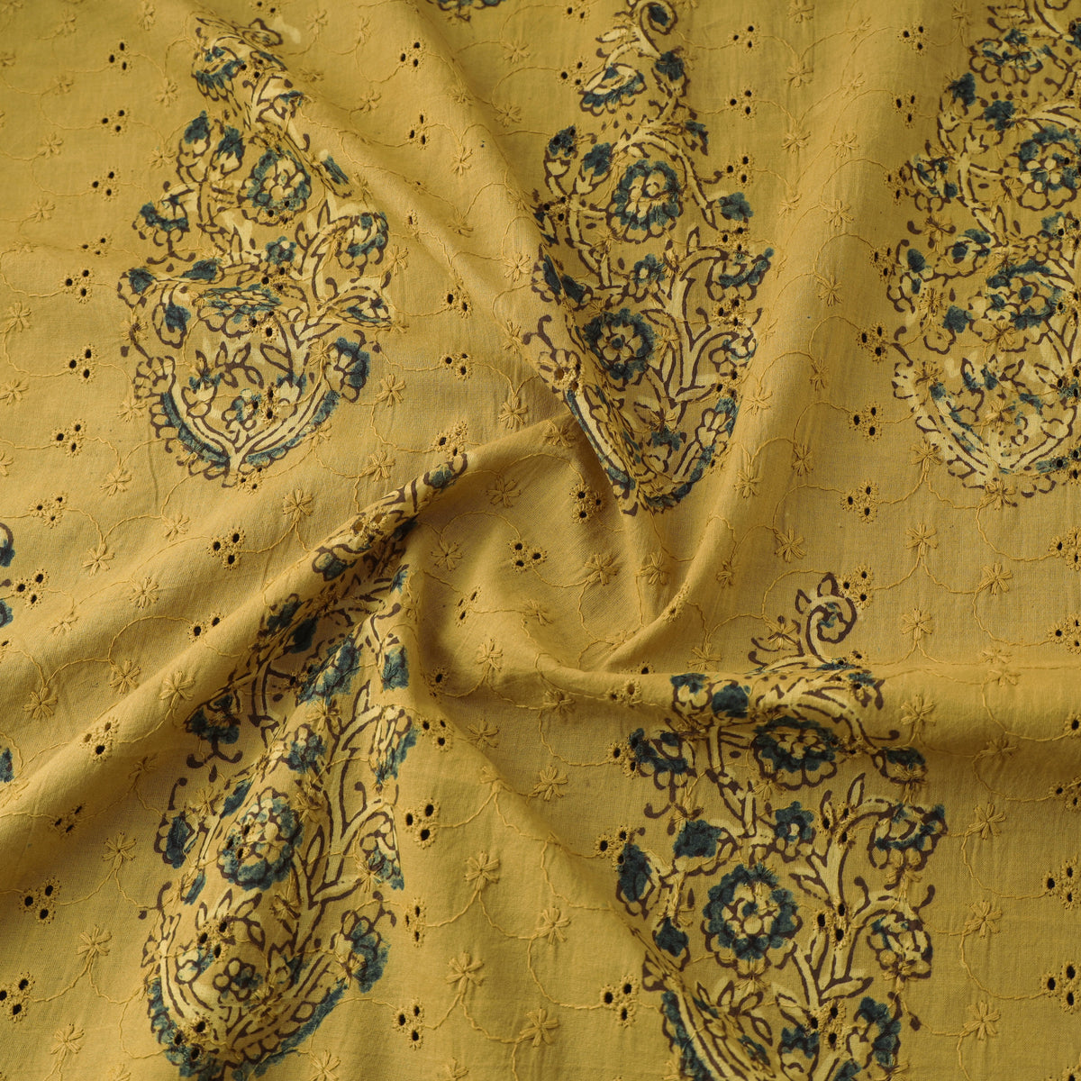 Yellow - kutch hand block ajrakh print natural dyed cotton