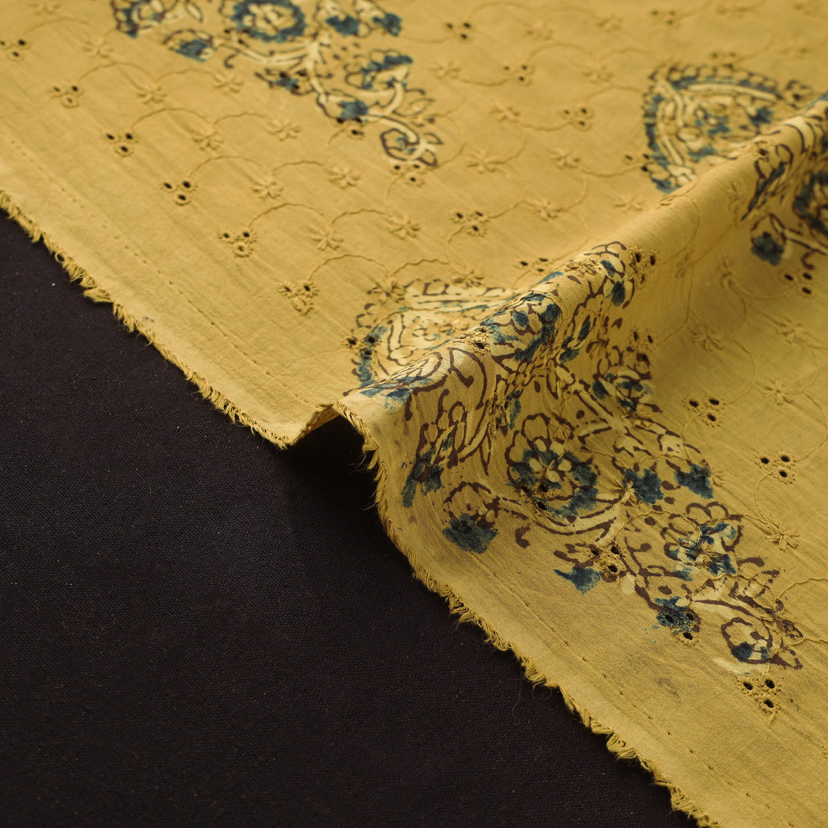 Yellow - kutch hand block ajrakh print natural dyed cotton