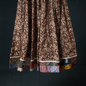 Bagru Hand Block Print 24 Kali Cotton Long Skirt with Patchwork Border 115