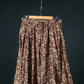 Bagru Hand Block Print 24 Kali Cotton Long Skirt with Patchwork Border 115