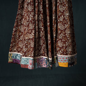 Bagru Hand Block Print 24 Kali Cotton Long Skirt with Patchwork Border 116
