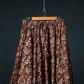 Bagru Hand Block Print 24 Kali Cotton Long Skirt with Patchwork Border 116