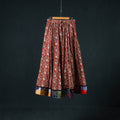Bagru Hand Block Print 24 Kali Cotton Long Skirt with Patchwork Border 117