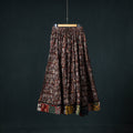 Bagru Hand Block Print 24 Kali Cotton Long Skirt with Patchwork Border 118