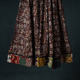 Bagru Hand Block Print 24 Kali Cotton Long Skirt with Patchwork Border 118