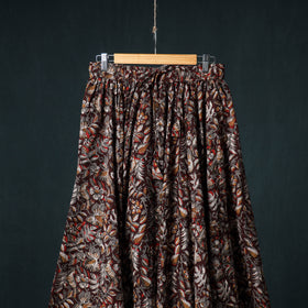Bagru Hand Block Print 24 Kali Cotton Long Skirt with Patchwork Border 118