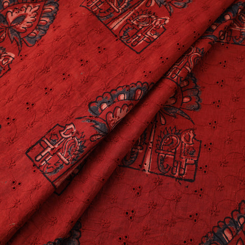 Red - Kutch Hand Block Ajrakh Print Natural Dyed Cotton Hakoba Fabric 23