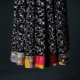 Bagru Hand Block Print 24 Kali Cotton Long Skirt with Patchwork Border 119