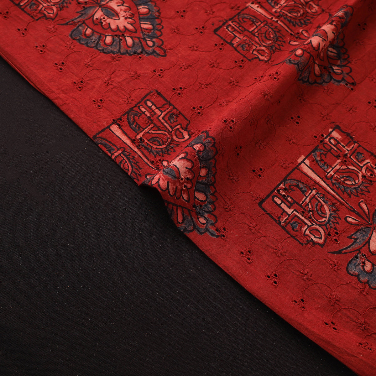 Kutch Hand Block Ajrakh Print Natural Dyed Cotton Hakoba Fabric 23