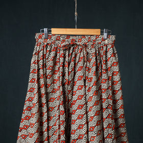 Bagru Hand Block Print 24 Kali Cotton Long Skirt with Patchwork Border 120