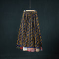 Bagru Hand Block Print 24 Kali Cotton Long Skirt with Patchwork Border 121